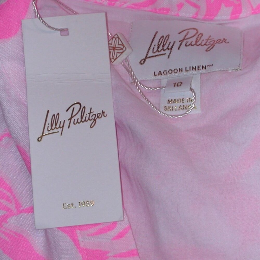 Lilly Pulitzer Mialeigh Linen Dress - Size 10 - Rousseau Pink Glisten NWT $184 - Picture 4 of 6